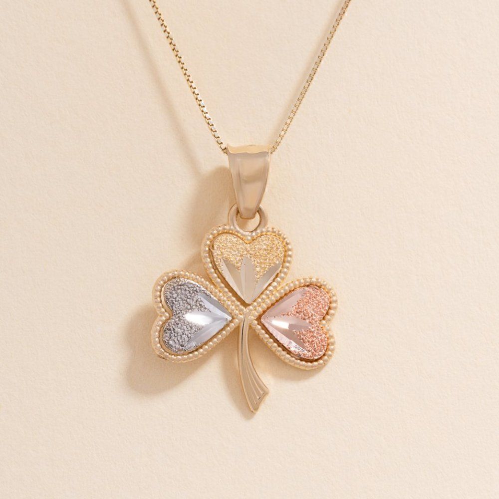 Clover charm | 14k solid gold pendant | perfect gift | Birthday Gift |